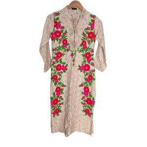 Women's - Agha Noor Floral Embroidered Dress, Size Small